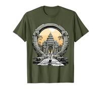 Otros misterios Antiguos Angkor Wat Stargate Portal Camiseta, Hombre, Verde Oliva, L