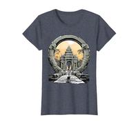 Otros misterios Antiguos Angkor Wat Stargate Portal Camiseta, Mujer, Azul Jaspeado, M