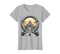 Otros misterios Antiguos Angkor Wat Stargate Portal Camiseta, Mujer, Gris Jaspeado, M