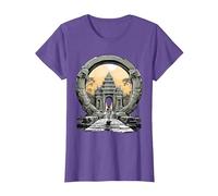 Otros misterios Antiguos Angkor Wat Stargate Portal Camiseta, Mujer, Morado Jaspeado, L