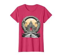 Otros misterios Antiguos Angkor Wat Stargate Portal Camiseta, Mujer, Rojo Jaspeado, L
