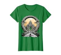 Otros misterios Antiguos Angkor Wat Stargate Portal Camiseta, Mujer, Verde Kelly, S
