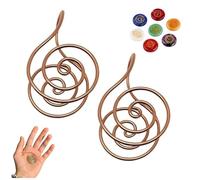 OTroyllvaoT Anillos de mano en espiral de cobre, anillos de espiral de Reiki para meditación y sanación energética, brazaletes de energía hechos a mano para mujeres y hombres. (With Gem-2pcs)