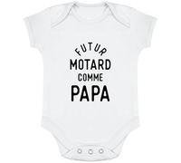 Otshirt Body Baby Futur Motard como Papá | Impreso en Francia, Regalo Humor Nacimiento Cumpleaños Bautemo Original Rigolo Humorístico (,), multicolor, 3-6 meses