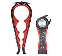 Otstar Último abridor de tarros, 5 en 1 multifunción abridor de botellas, kit de abridor de latas para manos débiles, ancianos, personas mayores y personas con artritis (negro y rojo)