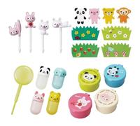 OTSUMAMI TOKYO Juego de 4 tipos de accesorios para caja bento, mini contenedor súper lindo, hojas de decoración kawaii, contenedor de salsa de soja con cuentagotas, juego de decoración de 4 loncheras