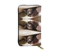 Otter - Cartera de cuero de gran capacidad para mujer, tarjetero de cuero para hombre y mujer, Manta para gatos, One Size, Clásico