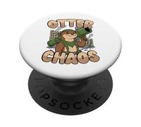 Otter Chaos Kawaii Animal Juego de Palabras Divertido Lindo PopSockets PopGrip Adhesivo