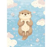 Otter Composition Notebook for Kids: Cute Floating Animal Writing Book with Field Lines - Pastel Wide Ruled Journal for School, Girls, Boys & Nature Fans - 110 Pages