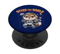 Otter This World Boys Space Otter Cartoon Design PopSockets PopGrip Adhesivo