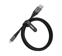 Otterbox Cable Reforzado Premium de Nylon USB-A a Lightning, Certificado MFi, Cable de Carga para iPhone e iPad, Ultra Resistente, testeado para doblados y torsiones, 1M, Negro