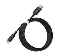 Otterbox Cable Reforzado USB-A a USB-C, Cable de Carga para Smartphone e Tablet, Ultra Resistente, testeado para doblados y torsiones, 3M, Negro