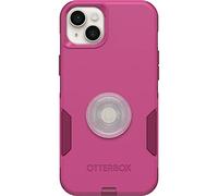 OTTERBOX Commuter Series - Funda para iPhone 14 Plus (INTO The Fuchsia) + PopSockets PopGrip (Transparente/Brillo/Plata)