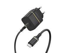 OtterBox EU Cargador de Pared USB-C PD 20W y cable reforzado USB-C a USB-C, Kit de Carga Rápida para Smartphones y Tablets, resistente a caídas, Ultra Duradero, Negro