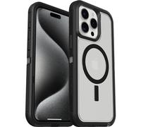 Otterbox Funda para iPhone 15 Pro MAX Defender XT con MagSafe, Resistente a Golpes y caídas, Ultra-Rugerizada, Testada 5X con estándares Militares anticaídas, Transparent/Negro, Sin Caja Retail