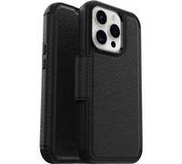 Otterbox Funda para iPhone 15 Pro Strada para MagSafe, Resistente a Golpes y caídas,Tapa en Piel,2 Slots para Tarjetas,Testada 3X con los estándares Militares anticaídas, Negro, Sin Caja Retail