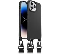 Otterbox Funda React Lanyard con MagSafe para iPhone 14 Pro MAX, Ultra Fina, Funda Protectora con cordón para Cuello Ajustable y Desmontable, Cumple los Estándares Militares, Negro-Sin Caja Retail