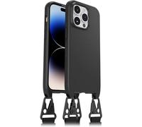 Otterbox Funda React Lanyard con MagSafe para iPhone 14 Pro, Ultra Fina, Funda Protectora con cordón para Cuello Ajustable y Desmontable, Testada según los Estándares Militares, Negro-Sin Caja Retail
