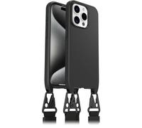 OtterBox Funda React Lanyard MagSafe para iPhone 15 Pro, Negro | Funda Protectora con cinta para cuello ajustable y desmontable, Testada según los Estándares Militares, Sin Caja Retail