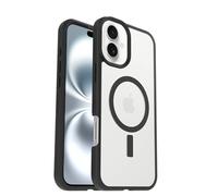 OtterBox Funda React Series MagSafe para iPhone 16 Plus,Resistente a Golpes y caídas,Ultra-Fina, Protectora,Testada con los estándares Militares anticaídas, Transparente/Negro