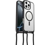 Otterbox Funda React Series Necklace MagSafe para iPhone 16 Pro MAX, Funda Protectora con cordón para Cuello Ajustable y Desmontable,Testada según los Estándares Militares,Transparent/Negro Sin Caja