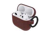 OtterBox Funda Soft Touch para AirPods (3ª Gen), Marrón | Restistente a Caídas y Golpes, Ultra fina, Protege contra Arañazos y Rasguños, Incluye Mosquetón