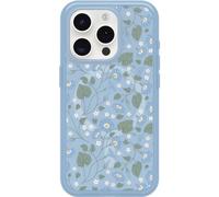 OtterBox Funda Transparente para iPhone 15 Pro (Solamente) Symmetry Series - Dawn Floral (Azul), se Ajusta a MagSafe, Ultra Elegante, Bordes elevados Que protegen la cámara y la Pantalla