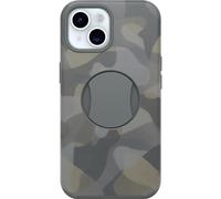 OtterBox OtterGrip Symmetry Series - Funda para iPhone 15, iPhone 14 y iPhone 13 - IRON CAMO (gris), agarre integrado, funda elegante, se ajusta a MagSafe, bordes elevados para proteger la cámara y la