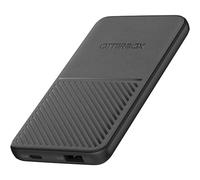 OtterBox Power Bank, Cargador portátil 5,000 mAh con puertos USB-A 12W y USB-C 12W, indicador de carga LED, Fino, de Diseño Duradero y resistente a caídas, Negro