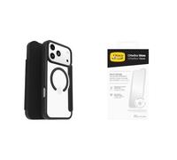 OtterBox React Series Folio MagSafe funda para iPhone 17 Pro Max, Testada según los Estándares Militares, Negro + OtterBox Glass Protector de Pantalla de Cristal Templado para iPhone 17 Pro Max