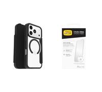 OtterBox React Series Folio MagSafe funda para iPhone 17 Pro, Testada según los Estándares Militares, Negro + OtterBox Glass Protector de Pantalla de Cristal Templado para iPhone 17 Pro
