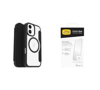 OtterBox React Series Folio MagSafe funda para iPhone 17, Testada según los Estándares Militares, Negro + OtterBox Glass Protector de Pantalla de Cristal Templado para iPhone 17