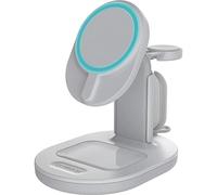 OtterBox Soporte Cargador Inalámbrico 3 en 1, Elegante y Ligero, Blanco | Con fuerte alineamiento y fijación perfecta para Magsafe, para iPhone, AirPods y Apple Watch