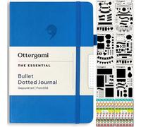 Ottergami Bullet Diario Punteado A5, 200 páginas, azul - Cuaderno de notas A5, 15 x 21 cm, The Essential Paper 100 g/m² Contra las rebabas, con elástico - Plantillas, Pegatinas, Portabolígrafos