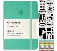 Ottergami Bullet Diario Punteado A5, 200 páginas, color verde azulado - Cuaderno de notas A5, 15 x 21 cm, The Essential Paper 100 g/m² Contra las rebabas, con elástico - Plantillas, Pegatinas,