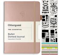 Ottergami Bullet - Diario punteado A5, 200 páginas, oro rosa - Cuaderno de notas A5, 15 x 21 cm, The Essential Paper 100 g/m² Contra las babas, con elástico - Plantillas, pegatinas, porta bolígrafos