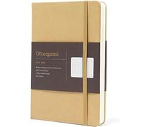 Ottergami Cuaderno de puntos A5 tapa dura. El cuaderno de apuntes Pro Bullet Dot Journal. Cuaderno de 144 páginas de papel grueso de 150 gsm. Lujosos cuadernos de piel vegana. Arena