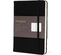 Ottergami Cuaderno de puntos A5 tapa dura. El cuaderno de apuntes Pro Bullet Dot Journal. Cuaderno de 144 páginas de papel grueso de 150 gsm. Lujosos cuadernos de piel vegana. Negro