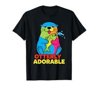 Otterly Adorable Lindo diseño de Nutria Marina y Peces Hombres Mujeres Camiseta