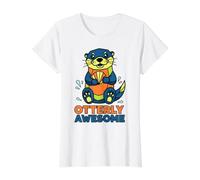 Otterly Awesome Cute Funny Otter Design para Hombres, Mujeres y niños Camiseta gráfica económica, Mujer, Blanco, XS