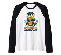Otterly Awesome Cute Funny Otter Design para Hombres, Mujeres y niños Camiseta Manga Raglan