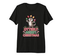 Otterly Feliz Navidad Divertido Juego de Palabras de Nutria Camiseta Premium