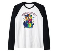 Otterly Hilarante Divertido Diseño Animal Nutria Marina Hombres Mujeres Camiseta Manga Raglan