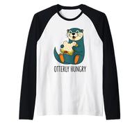 Otterly Hungry Food Lover Foodie Otter Design para Hombres y Mujeres Camiseta Manga Raglan