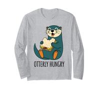 Otterly Hungry Food Lover Foodie Otter Design para Hombres y Mujeres Manga Larga