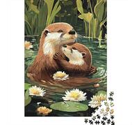 OtterMotherAndBaby Rompecabezas para Adultos WaterLilyPond 1000 Piezas de Papel Reciclado para Adultos Divertido, Regalo y Actividad en Casa 52x38cm/1000pcs