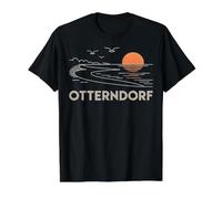 Otterndorf Anchor Waves Travel Alemania Playa Camiseta gráfica económica, Hombre, Negro, S