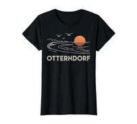 Otterndorf Anchor Waves Travel Alemania Playa Camiseta gráfica económica, Mujer, Negro, XL