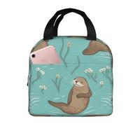 Otters In Love - Lonchera térmica para mujeres y hombres, reutilizable, portátil, a prueba de fugas, con bolsillo frontal para viajes, picnic, oficina, trabajo