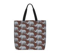 OTTKGGA Animal Rhino - Bolsa de mano de gran capacidad con cremallera para el hombro, con bolsillo interior, para viajes, compras, trabajo, Black, Talla única